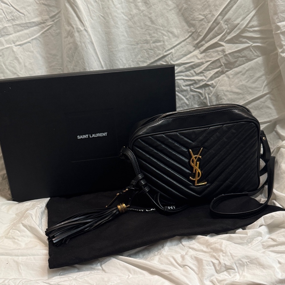 Saint Laurent Black Chevron Crossbody Bag
